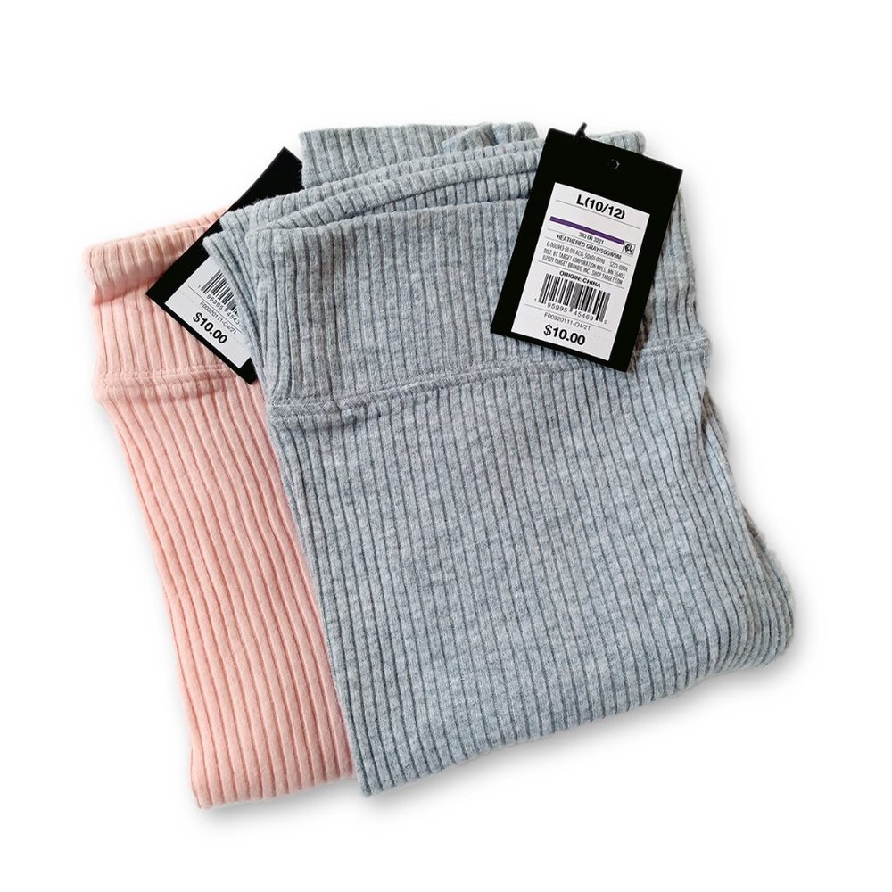 Girls' Ribbed Leggings 2pk (L 10/12)